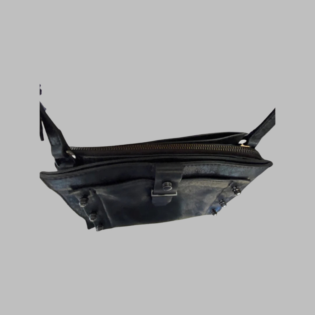 BOTKIER NEW YORK Black Leather Warren City Studded Crossbody Bag