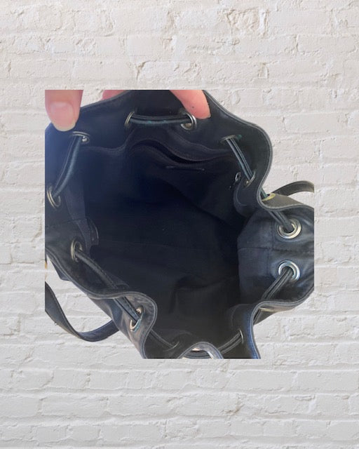 DKNY  Black Leather Bucket Bag