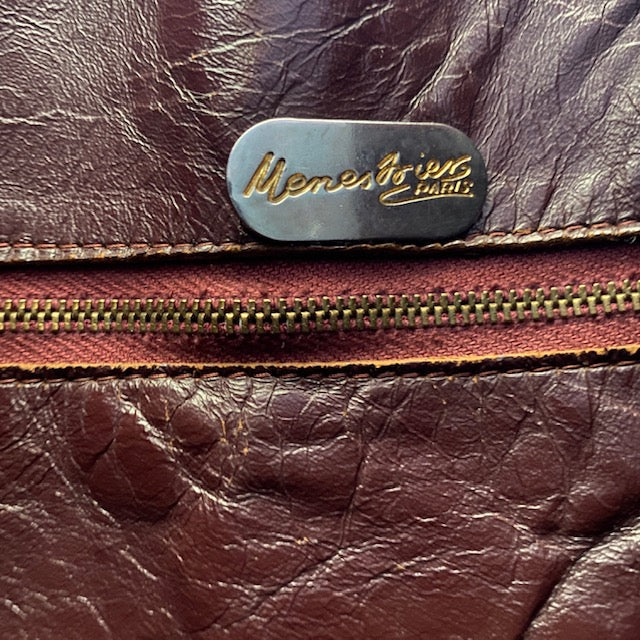 Rare Vintage Menes Frier of Paris Burgundy Leather Handbag