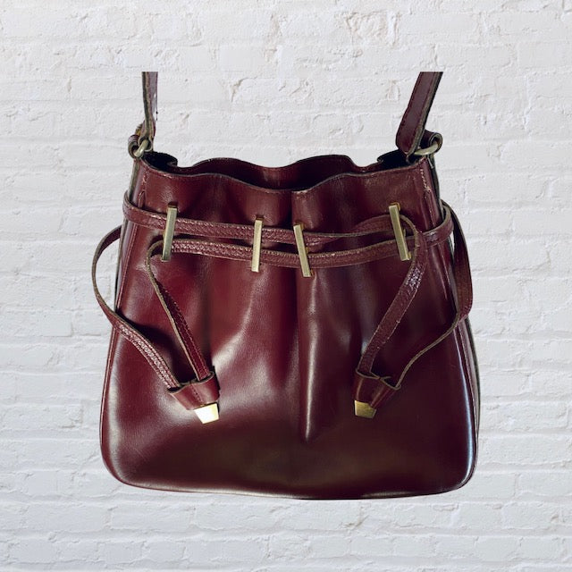Rare Vintage Menes Frier of Paris Burgundy Leather Handbag