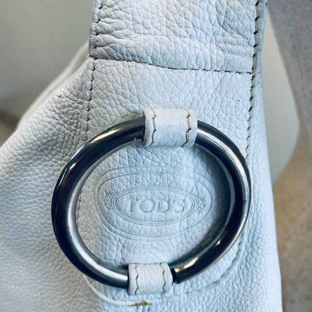 Tod's Italian White Leather Tote Bag