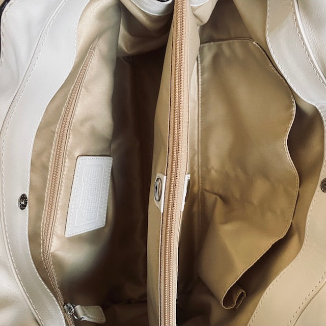 Coach Penelope F14686 White Pebbled Leather Satchel Shoulder Bag